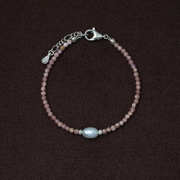 OLIO E ACETO Tanabata Special Collection Rhodonite Pearl Beaded Bracelet OLIO-OA13A19-YFC Silver/Pink Orange